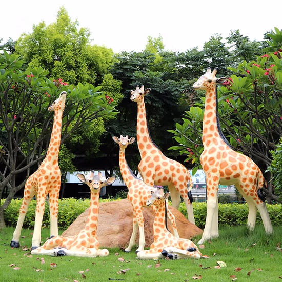 Decoração ao ar livre escultura em tamanho real grande simulação estátua animal de fibra de vidro para decoração de festa