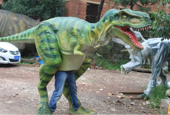 Fantasia de dinossauro com pernas escondidas em tamanho real fantasia de dinossauro